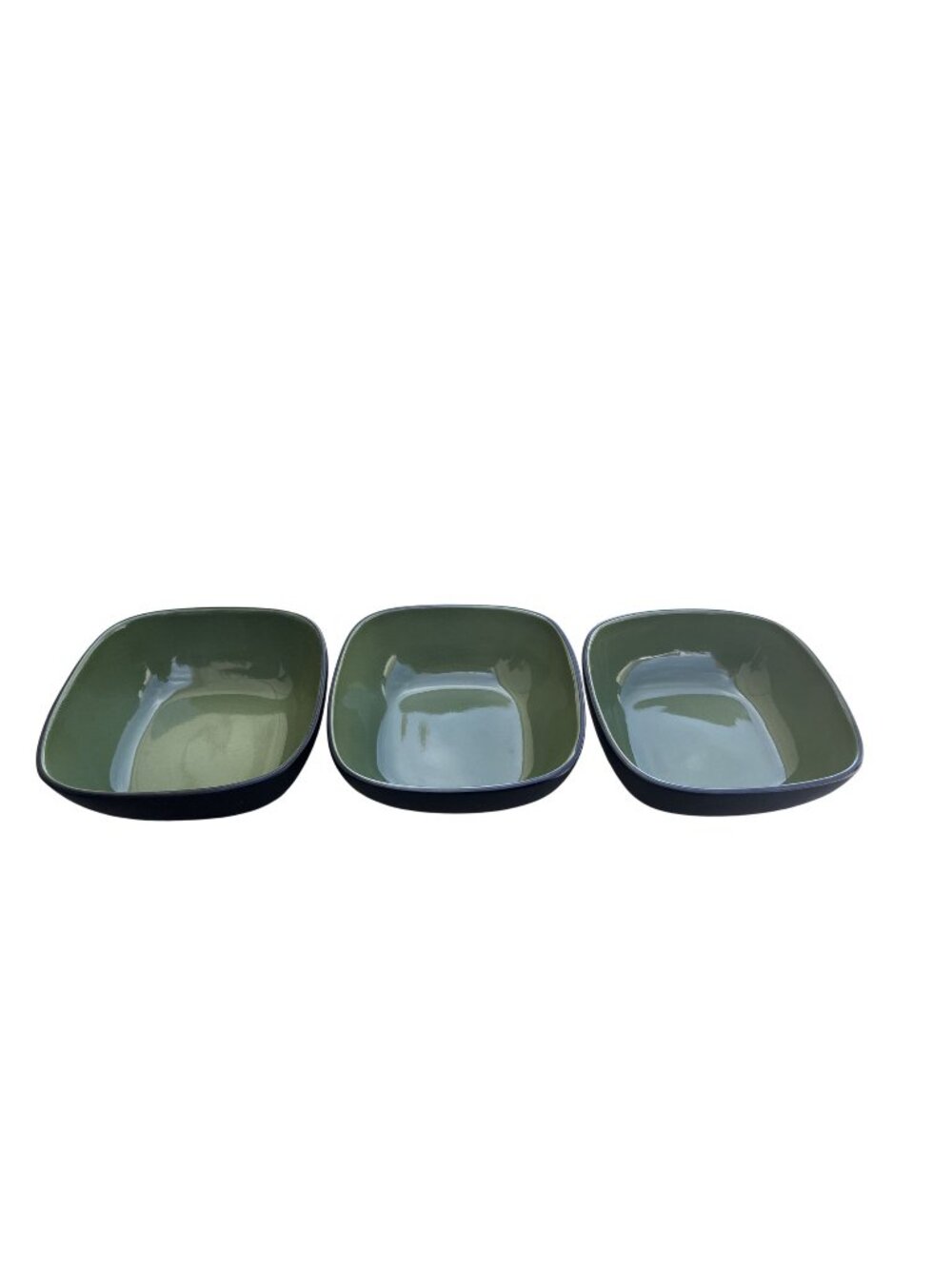 Corelle Hearthstone Stoneware Bay Leaf Green 6-7/8 "Square Bowls Set of 3